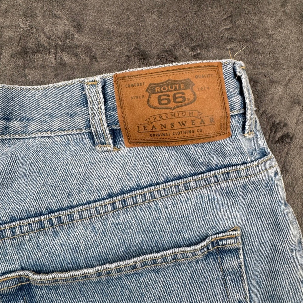 Vintage Route 66 Relaxed Fit Denim Shorts Mens 36 Light Wash Blue Cotton Kmart - Picture 10 of 12